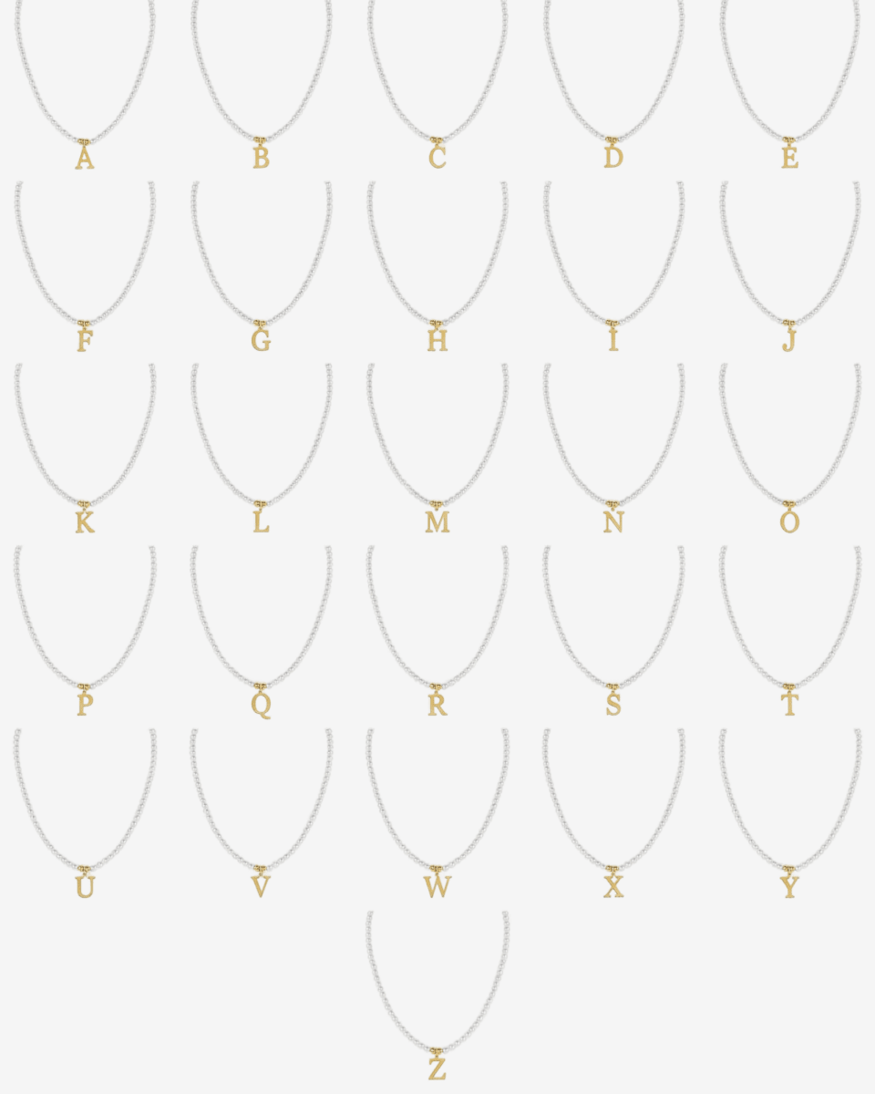 Initial Letter Pearl Necklace Plated in 18K Gold