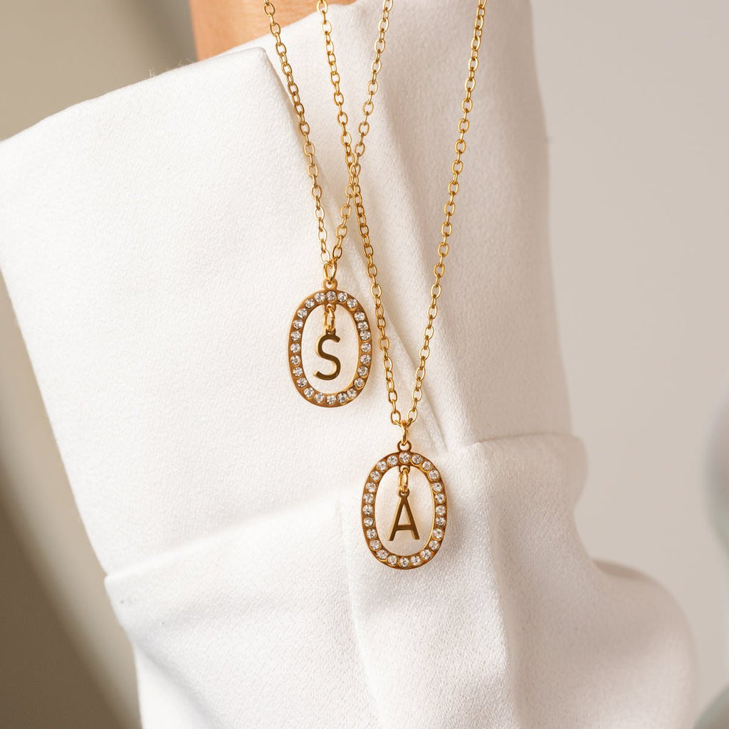 Initial Letter Prism Necklace Plated in 18K Gold