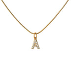 Initial Letter Necklace with Zirconia in 18K Gold Plating