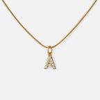 Initial Letter Necklace with Zirconia in 18K Gold Plating