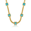 Aqua Stone Mesh Necklace Gold Plated in 18K
