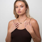 Onyx Stone Mesh Necklace Plated in 18K Gold