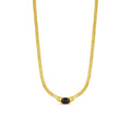Onyx Stone Mesh Necklace Plated in 18K Gold