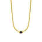 Onyx Stone Mesh Necklace Plated in 18K Gold
