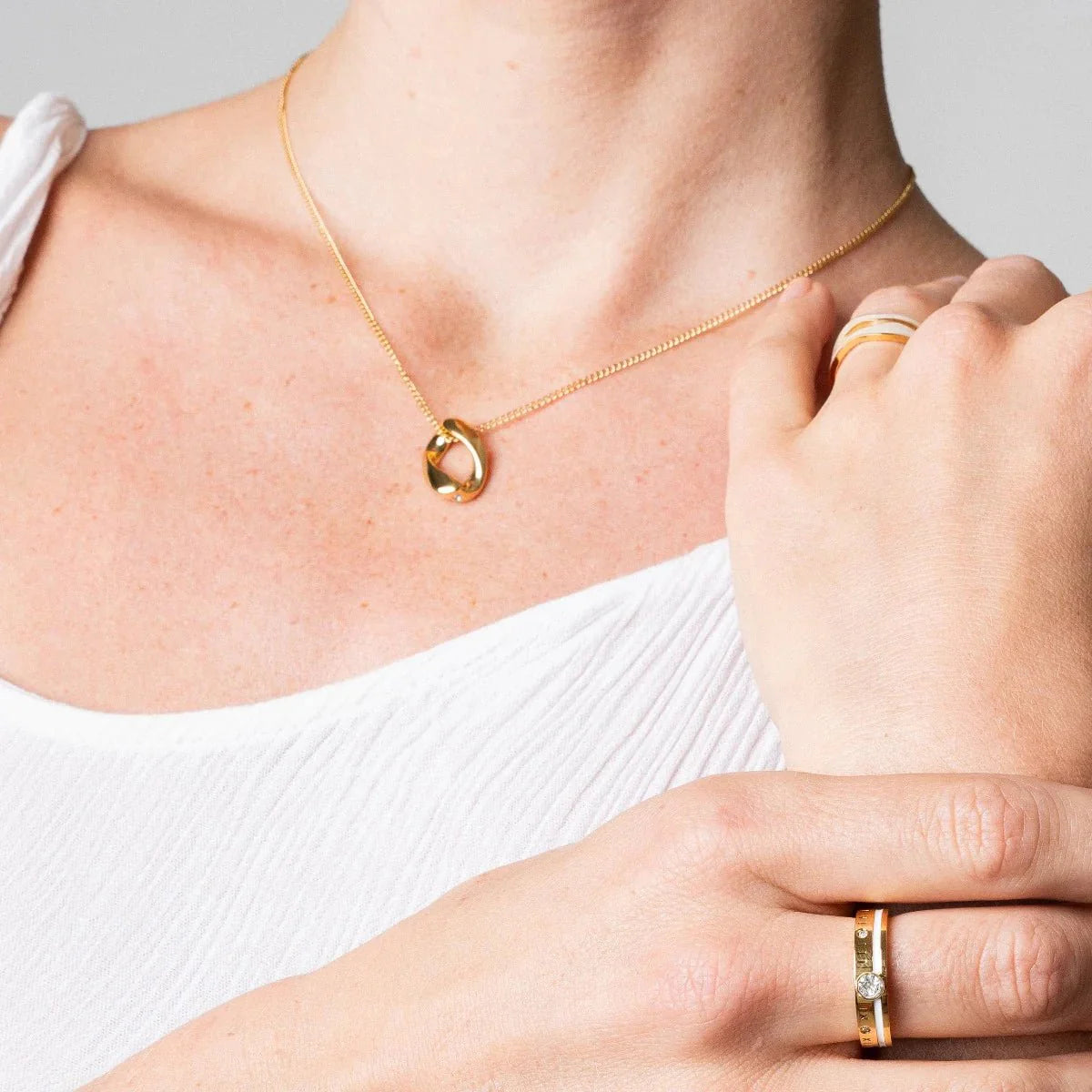 Gold-Plated Link Pendant Necklace