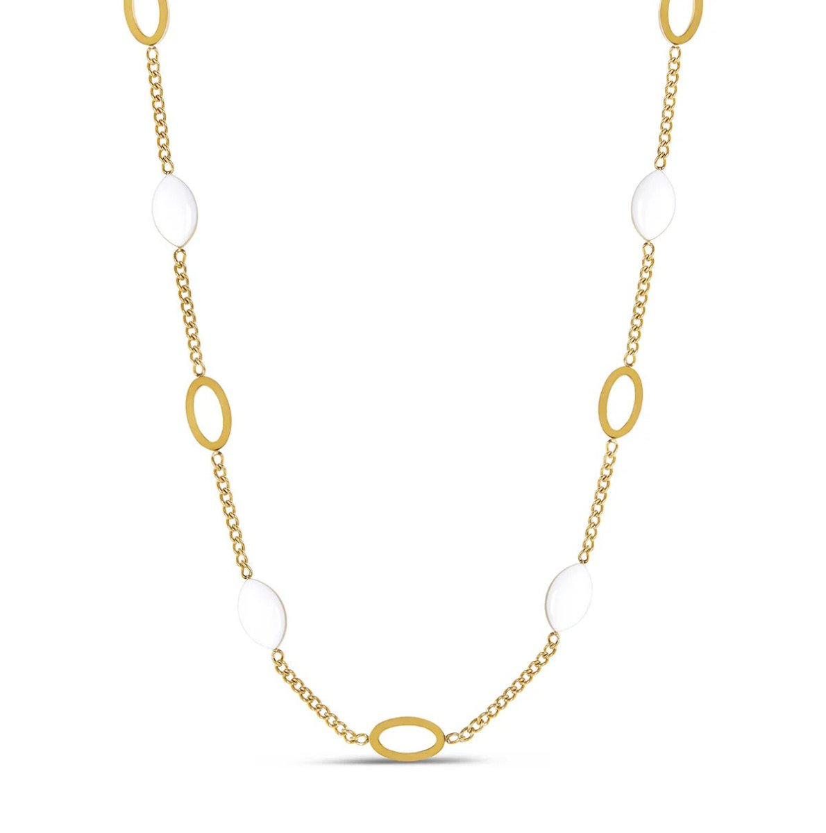 Angellica Oval Pendant Necklace Gold Plated in 18K