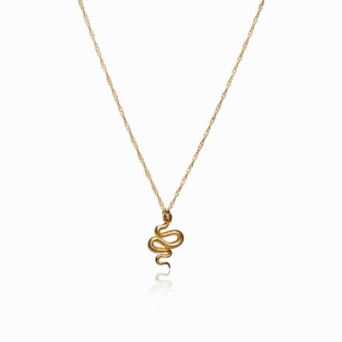 Snake Pendant Necklace Gold Plated 18K