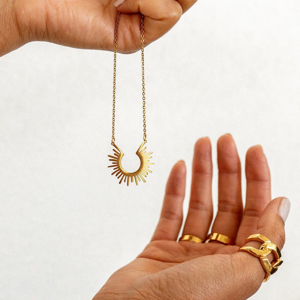 Spike Pendant Necklace Plated in 18K Gold