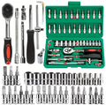 46-Piece Mechanics Tool Set — Metric & Imperial Sockets with Ratchet Wrench