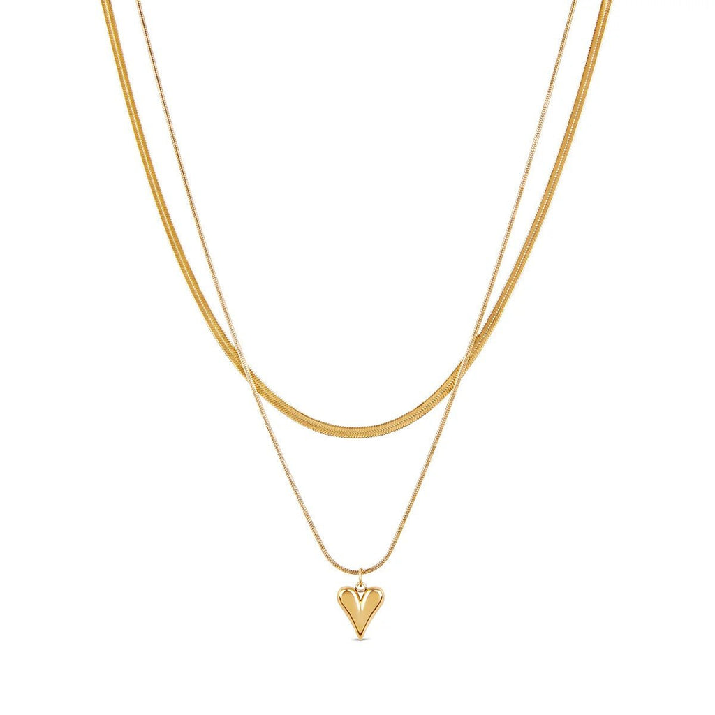 Mix of Sculpted Heart Necklaces Plated in 18K Gold