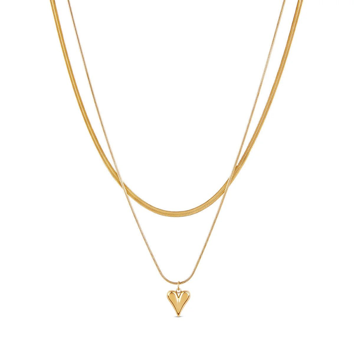 Mix of Sculpted Heart Necklaces Plated in 18K Gold