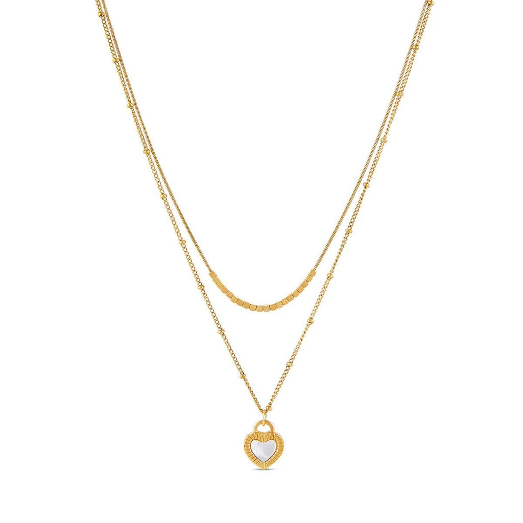 Mix of Heart Marble Necklaces Plated in 18K Gold