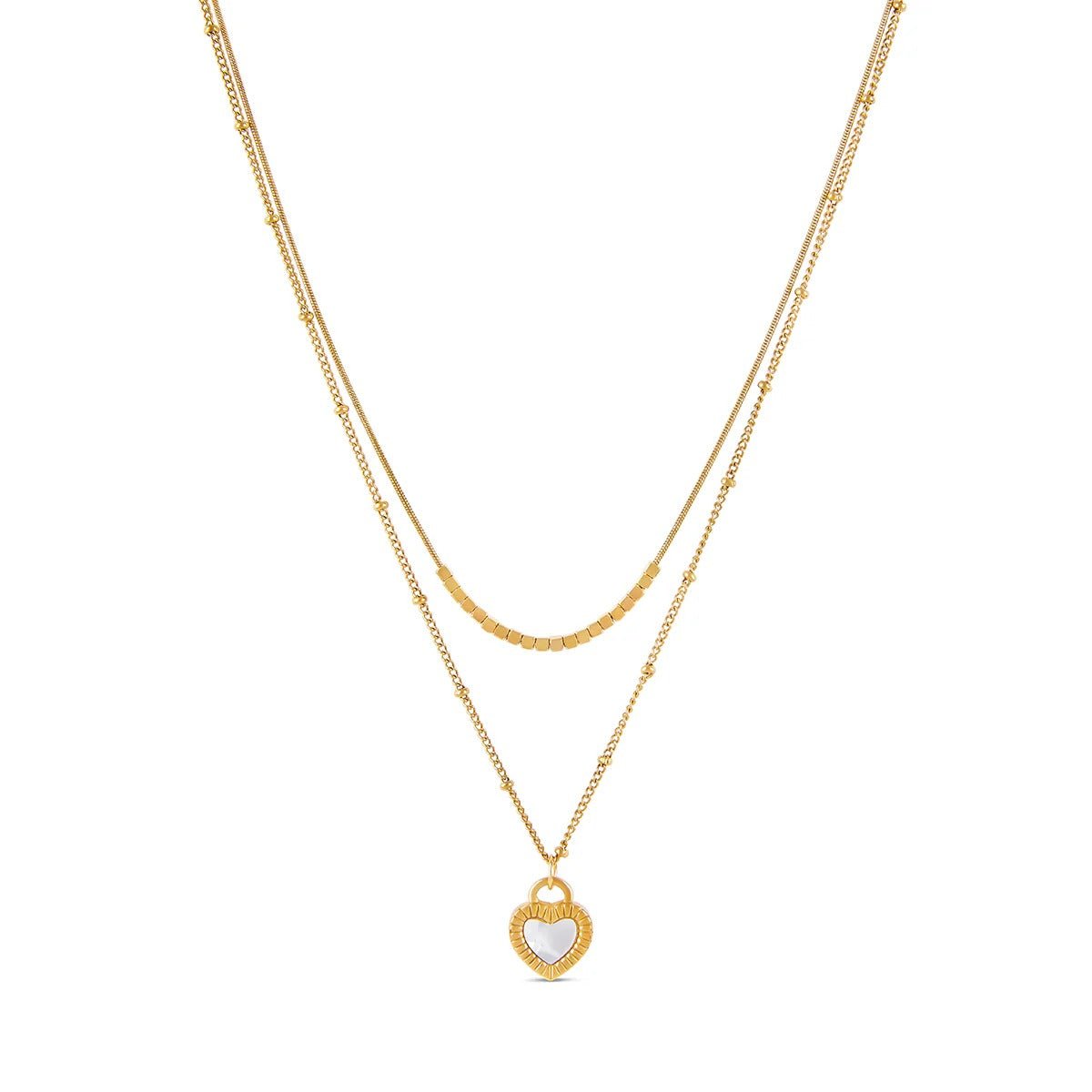 Mix of Heart Marble Necklaces Plated in 18K Gold