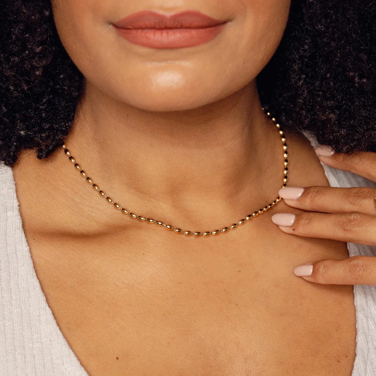 Gold-Plated Sphere Chain Necklace 18K