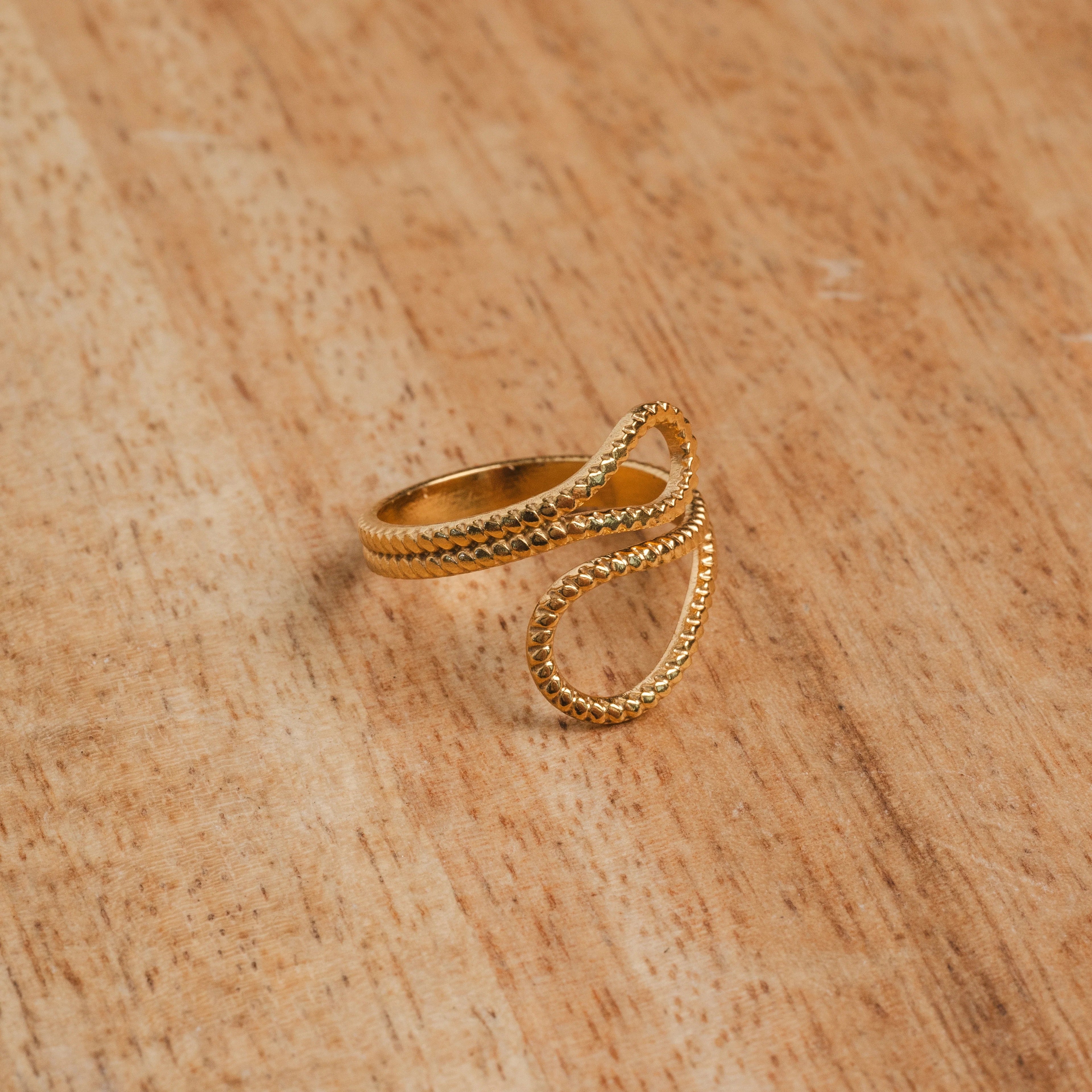 Ava Abstract Adjustable Ring Gold Plated 18K