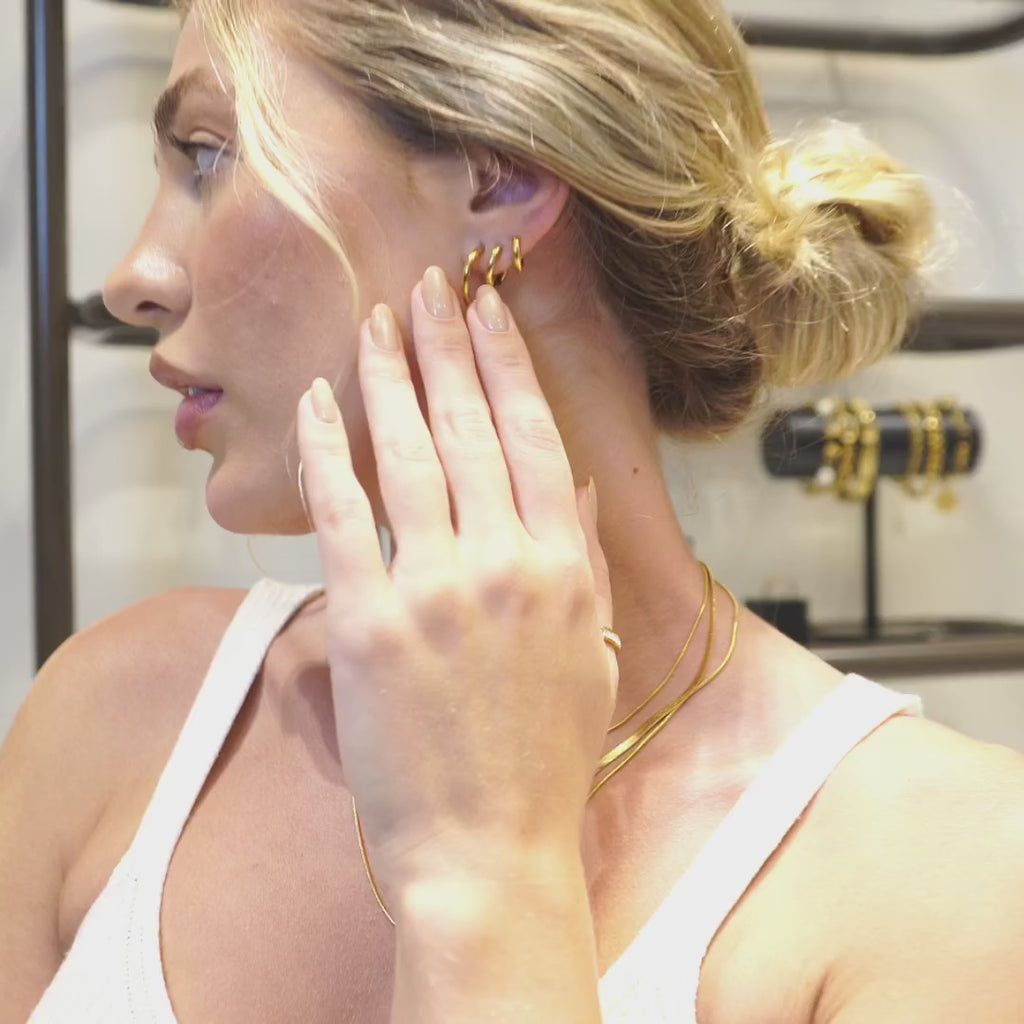 Trio of Hoop Earrings Plated in 18K Gold