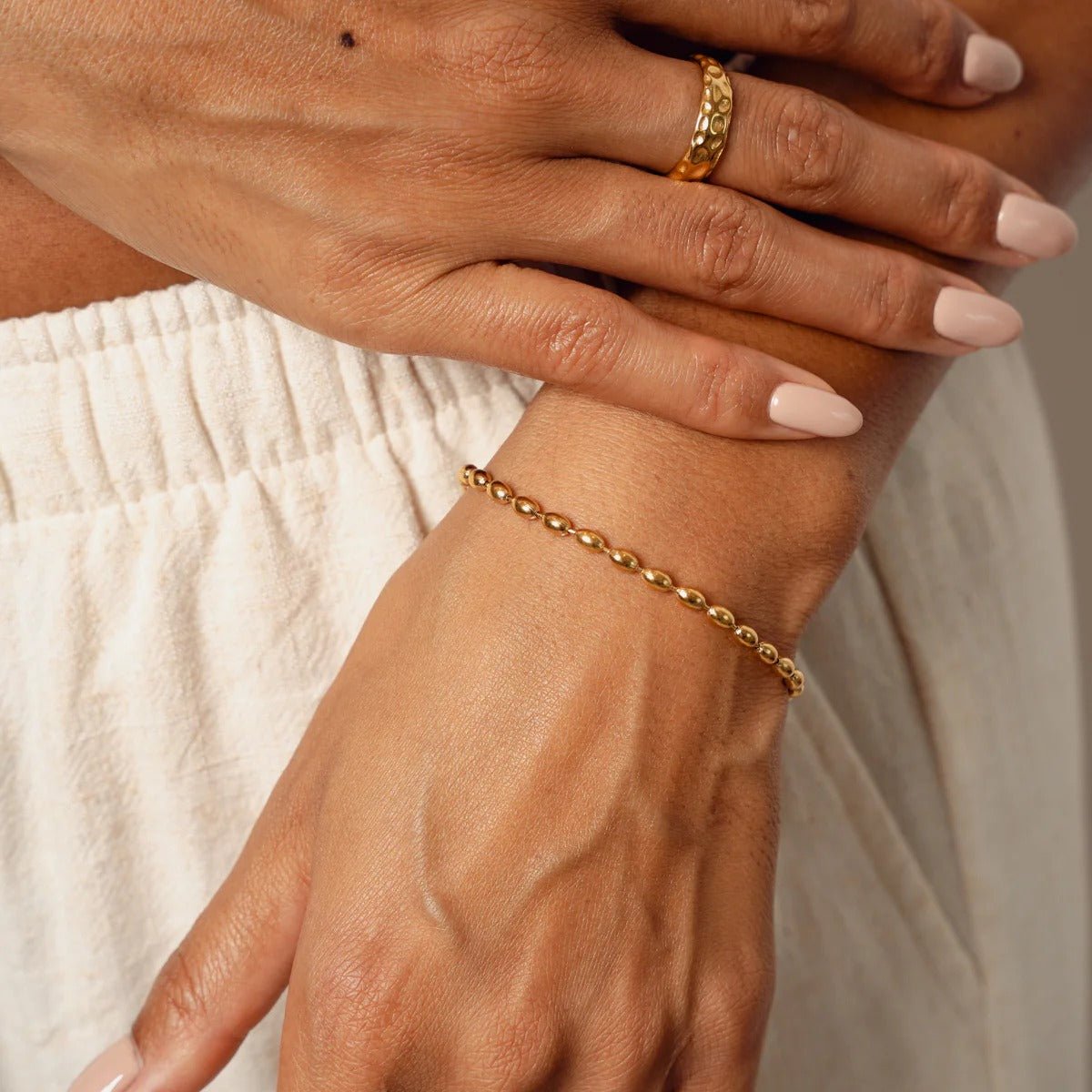 Gold Plated Sphere Chain Bracelet 18K