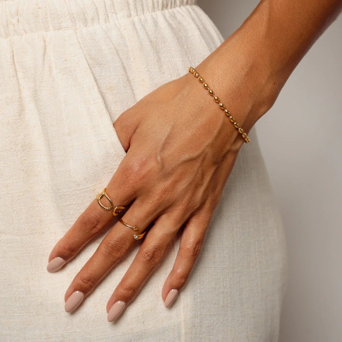 Gold Plated Sphere Chain Bracelet 18K