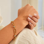 Crystal Link Bracelet Plated in 18k Gold