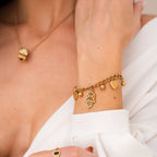 Heart and Hamsa Pendant Bracelet Plated in 18K Gold