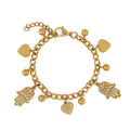 Heart and Hamsa Pendant Bracelet Plated in 18K Gold