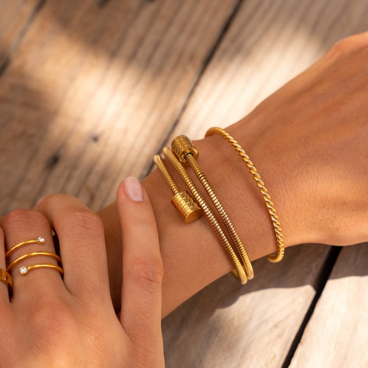 Triple Spiral Bracelet Plated in 18K Gold