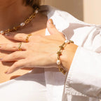 Knot and Pearls Bracelet Plated in 18k Gold