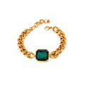 Rich Bracelet Green Emerald Stone 18k Gold Plated