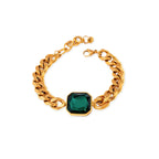 Rich Bracelet Green Emerald Stone 18k Gold Plated