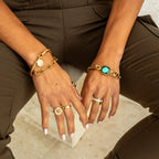 Rich Bracelet Green Emerald Stone 18k Gold Plated