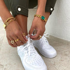 Rich Bracelet Green Emerald Stone 18k Gold Plated