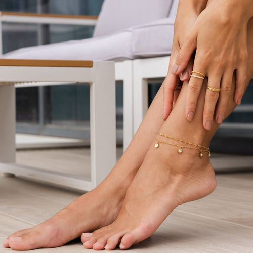 Atlas Ankle Bracelet Zirconia Plated in 18K Gold