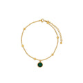 Emerald Ankle Bracelet with Pendant Plated in 18K Gold