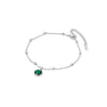 Emerald Ankle Bracelet with Pendant - Silver