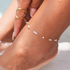 Delicate Pearl Ankle Bracelet Plated in 18K Gold