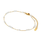 Delicate Pearl Ankle Bracelet Plated in 18K Gold