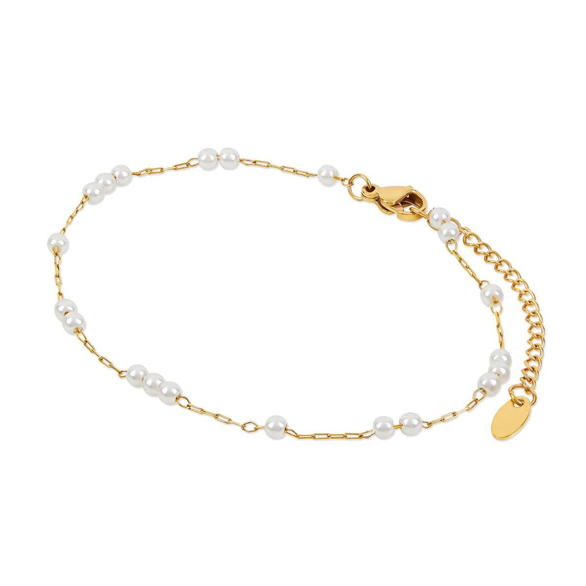 Delicate Pearl Ankle Bracelet Plated in 18K Gold