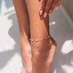 Delicate Pearl Ankle Bracelet Plated in 18K Gold